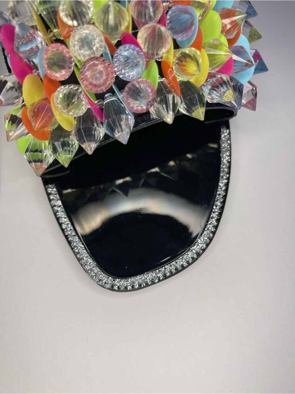 Rouge Helium Slide Sandals Women’s 10 Black Multicolor Jewel Gems Rhinestones - Picture 6 of 14